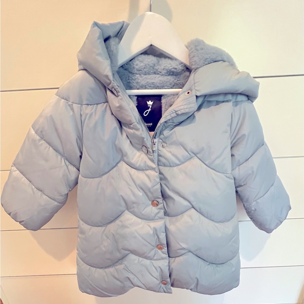 NWOT,Jacadi,girls,powder blue, sz 36 mos,scalloped,puffer coat!!